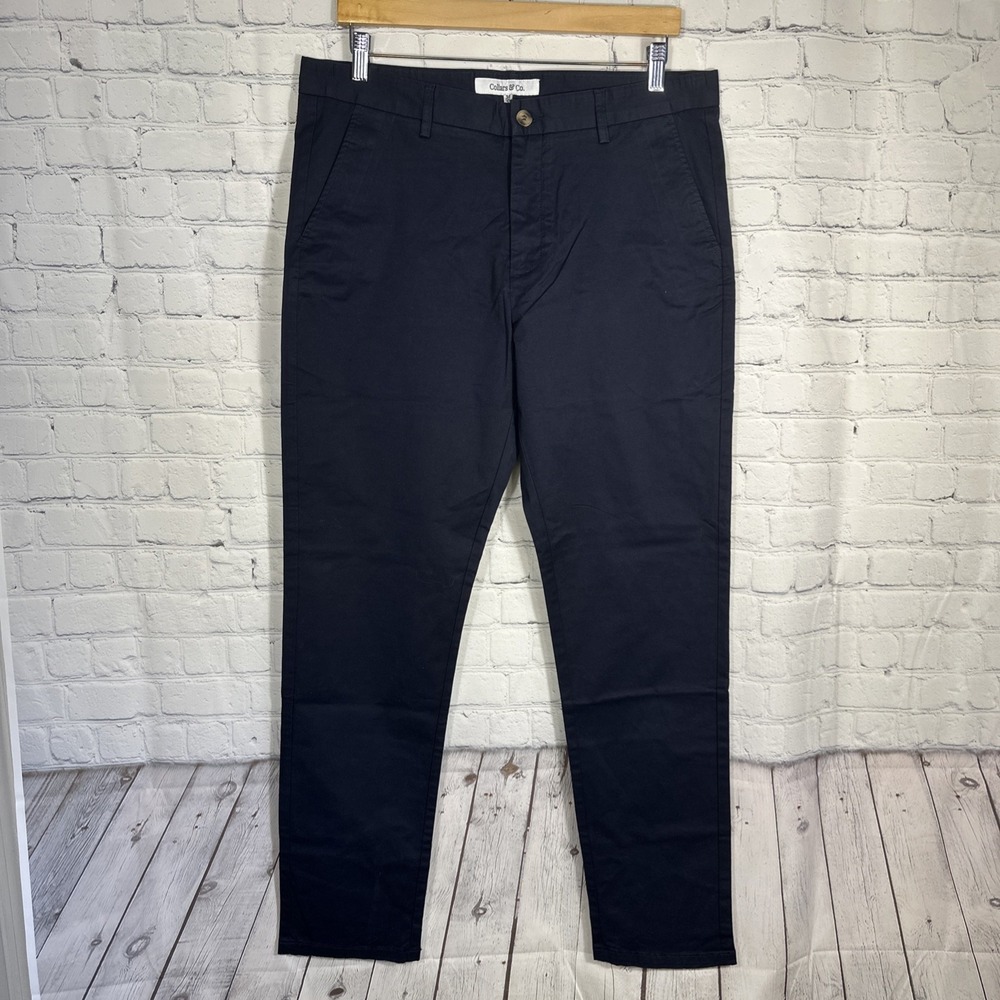 NWT Collars and Co CEO Chino Five Pocket Cotton‎ Stretch Pants Navy 34x32